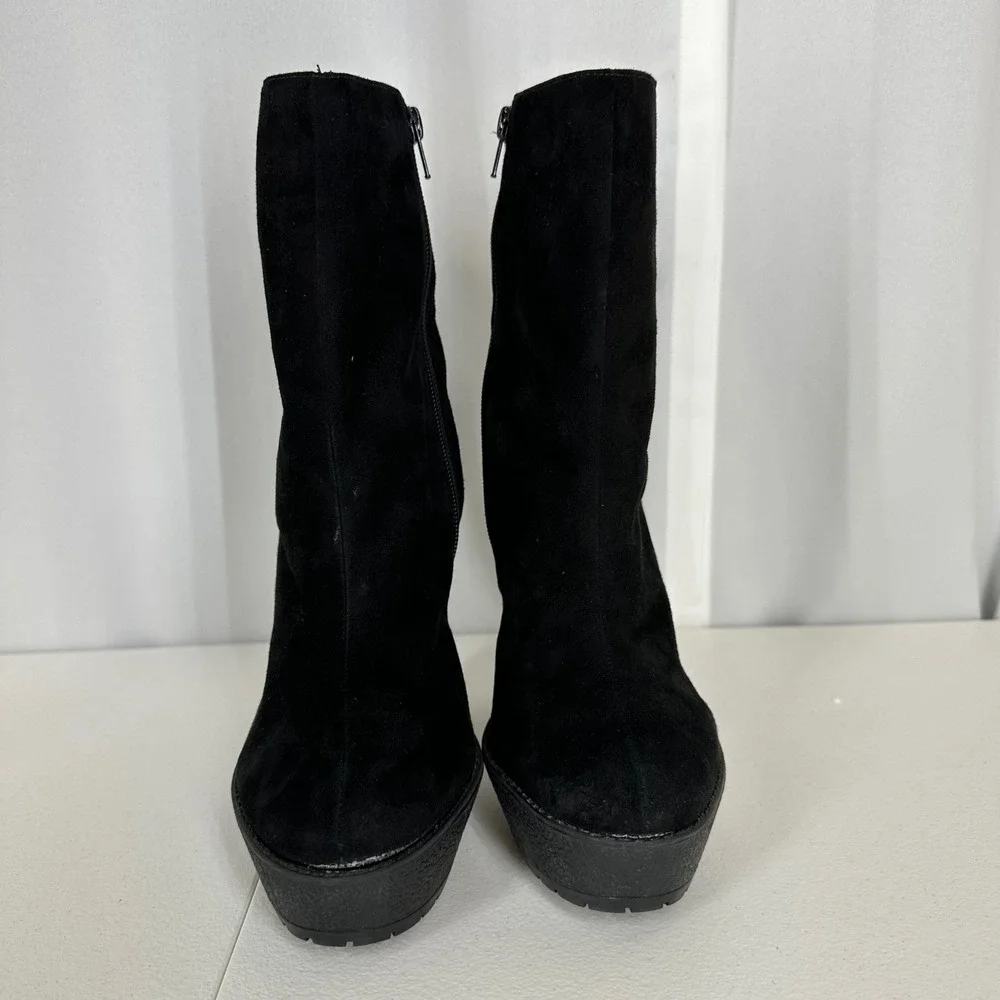 Pour‎ La Victoire Black Suede Platform Ankle Boots Size 10 Made in Brazil
